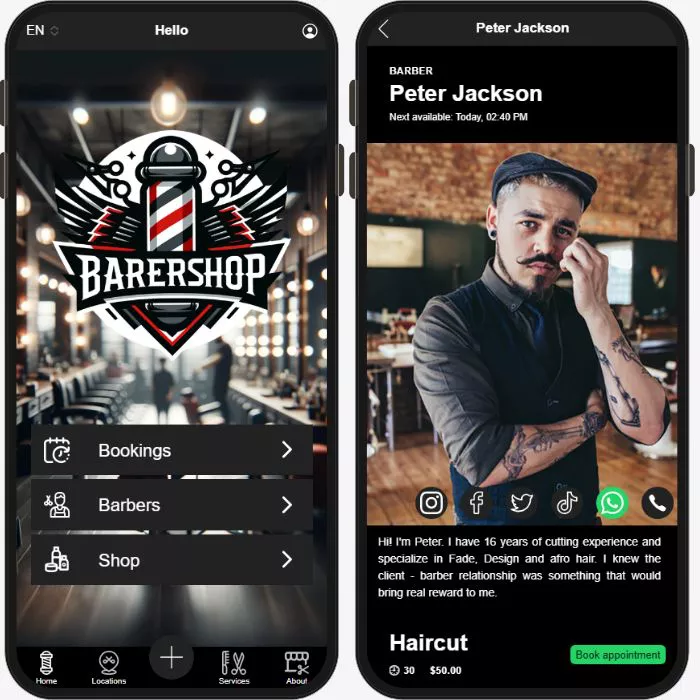 Barbershop booking app